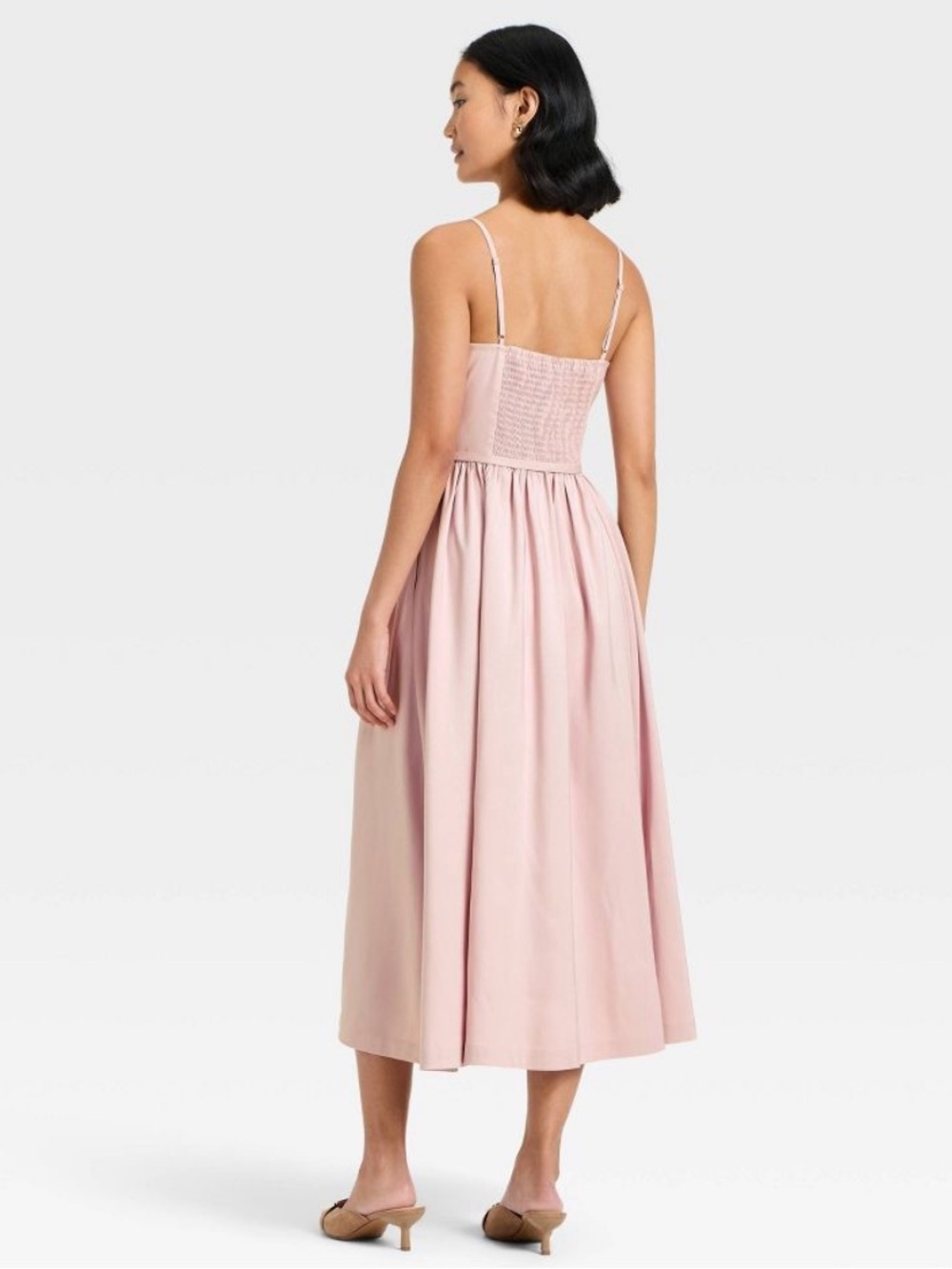 NWT A New Day Women Bow Belt Midi Dress Pink Size M 2 Pockets - Picture 2 of 14